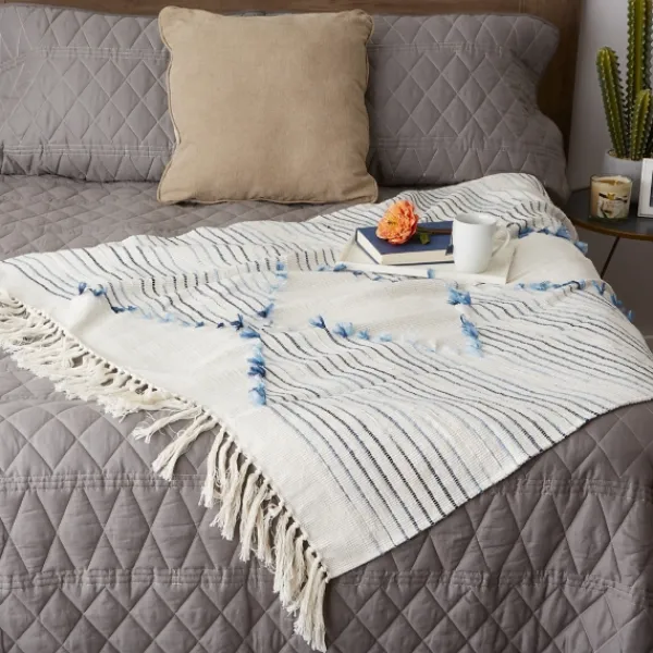 Blankets & Throws-Kirkland's Home French Diamond Cut Throw Blue