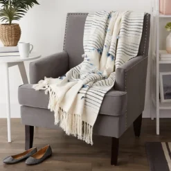 Blankets & Throws-Kirkland's Home French Diamond Cut Throw Blue