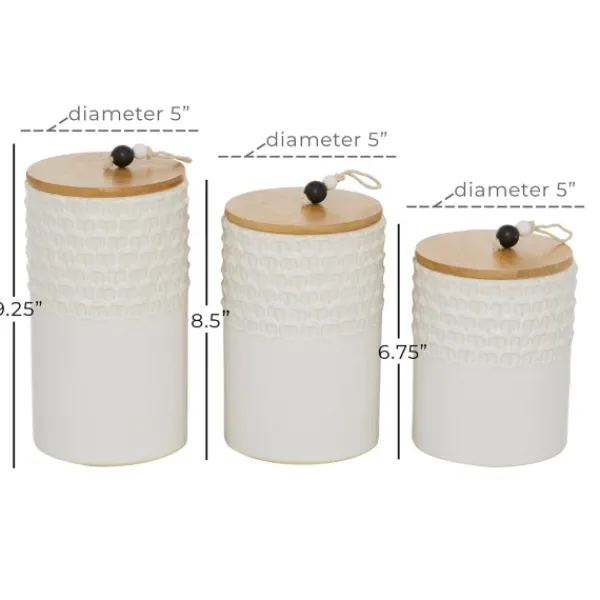 Decorative Bowls & Jars-Kirkland's Home French Scalloped Canisters, Set Of 3 White