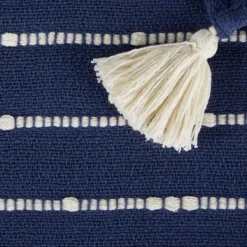 Blankets & Throws-Kirkland's Home French Slub Stripe Decorative Throw Blue