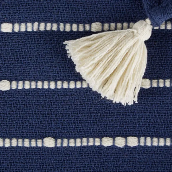 Blankets & Throws-Kirkland's Home French Slub Stripe Decorative Throw Blue