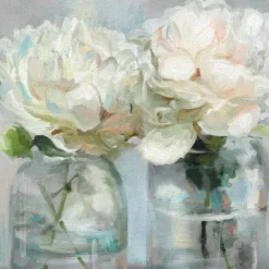 Canvas Art-Kirkland's Home Fresh Picked Peonies Canvas Art Print White/Blue/Gray