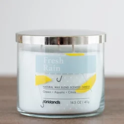 Candles-Kirkland's Home Fresh Rain Triple Wick Jar Candle White