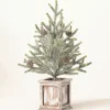 Trees & Topiaries-Kirkland's Home Frosted Pinecone Tree In Whitewash Planter, 18 In. Green/White/Brown
