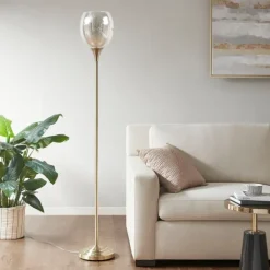 Floor Lamps-Kirkland's Home Frosted Starlight Golden Floor Lamp White