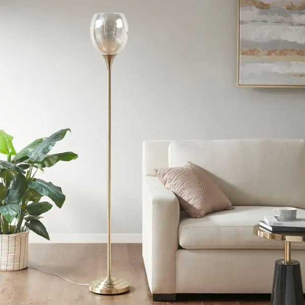 Floor Lamps-Kirkland's Home Frosted Starlight Golden Floor Lamp White