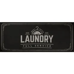 Kitchen & Floor Mats-Kirkland's Home Full Service Laundry Black Floor Mat, 24X60 Black/White