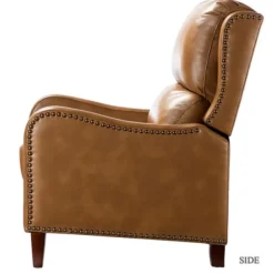 Accent Chairs-Kirkland's Home Full-Grain Leather Recliner Accent Chair Brown