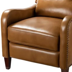 Accent Chairs-Kirkland's Home Full-Grain Leather Recliner Accent Chair Brown