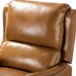 Accent Chairs-Kirkland's Home Full-Grain Leather Recliner Accent Chair Brown