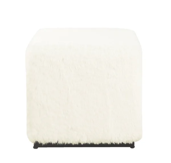 Benches & Ottomans-Kirkland's Home Fur Cube Ottoman White