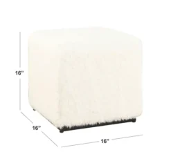 Benches & Ottomans-Kirkland's Home Fur Cube Ottoman White