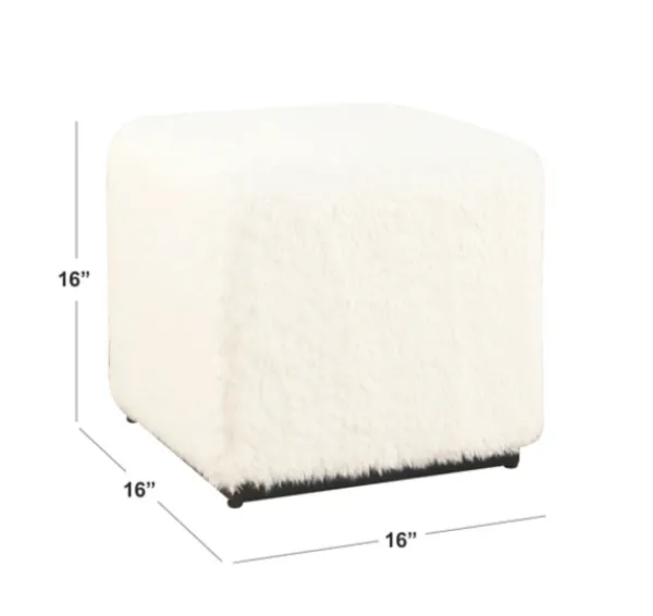 Benches & Ottomans-Kirkland's Home Fur Cube Ottoman White