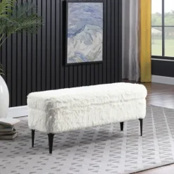 Benches & Ottomans-Kirkland's Home Fur Storage Bench White