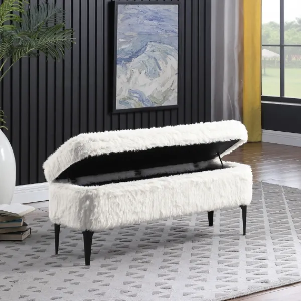 Benches & Ottomans-Kirkland's Home Fur Storage Bench White