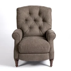 Accent Chairs-Kirkland's Home Gabor Ash Tufted Upholstered Recliner Gray