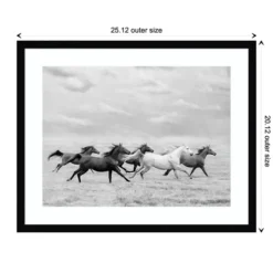 Framed Art-Kirkland's Home Galloping Wild Horses Framed Wall Art Black/White