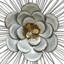 Wall Plaques-Kirkland's Home Galvanized Daisy Plaque Silver/Blue