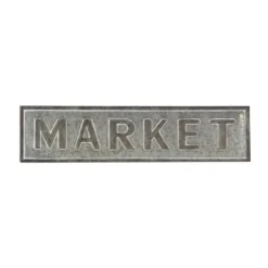 Wall Quotes & Signs-Kirkland's Home Galvanized Iron Market Wall Sign Silver