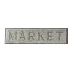 Wall Quotes & Signs-Kirkland's Home Galvanized Iron Market Wall Sign Silver