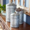 Decorative Bowls & Jars-Kirkland's Home Galvanized Metal Lid 3-Pc. Decorative Jar Set Silver