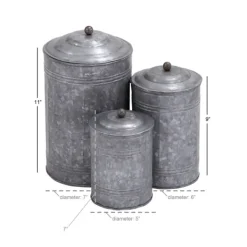 Decorative Bowls & Jars-Kirkland's Home Galvanized Metal Lid 3-Pc. Decorative Jar Set Silver