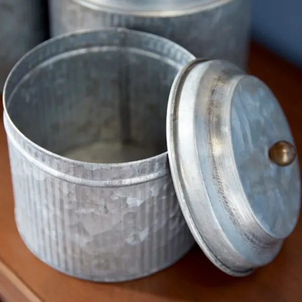 Decorative Bowls & Jars-Kirkland's Home Galvanized Metal 3-Pc. Decorative Jar Set Gray