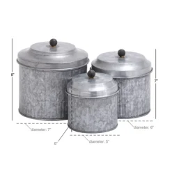 Decorative Bowls & Jars-Kirkland's Home Galvanized Metal 3-Pc. Decorative Jar Set Gray