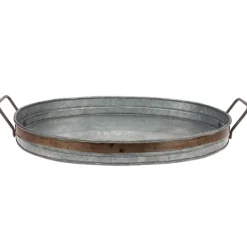 Decorative Trays-Kirkland's Home Galvanized Metal Tray With Rust Trim Silver
