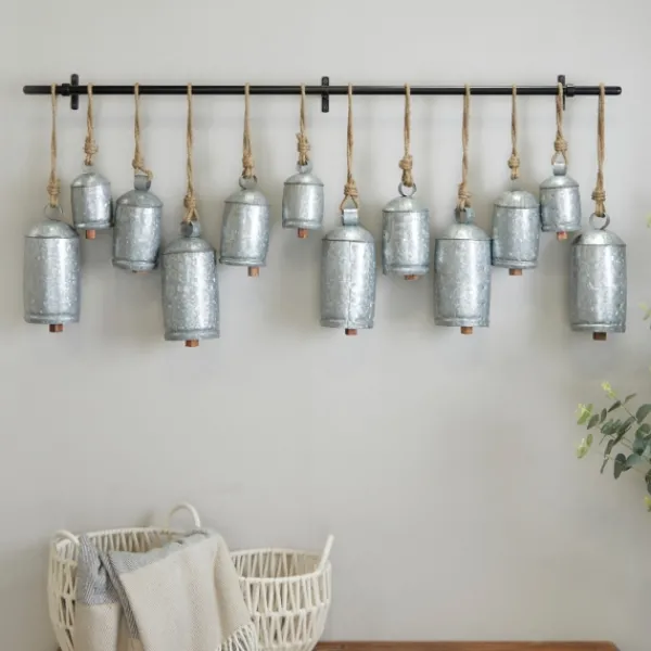 Decorative Accents-Kirkland's Home Galvanized Round Bells Wall Plaque Silver