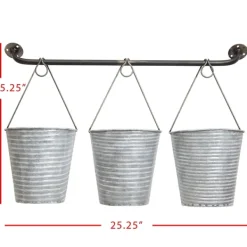 Wall Storage-Kirkland's Home Galvanized Silver Bucket Wall Planters