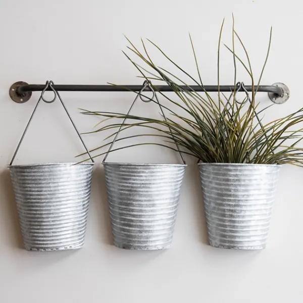 Wall Storage-Kirkland's Home Galvanized Silver Bucket Wall Planters