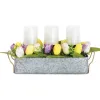Arrangements & Greenery-Kirkland's Home Galvanized Spring Tulips Led Candle Centerpiece Pink/Green/Purple/Yellow/Silver