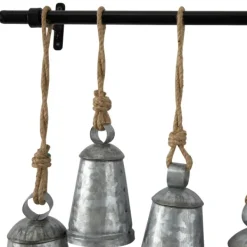 Decorative Accents-Kirkland's Home Galvanized Triangle Bells Wall Plaque Silver
