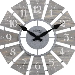 Clocks-Kirkland's Home Galvanized Windmill Wall Clock Gray