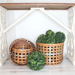 Baskets & Boxes-Kirkland's Home Galvanized Woven Wicker Baskets, Set Of 3 Tan/Silver