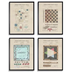 Framed Art-Kirkland's Home Game Boards Patents Framed Art Prints, Set Of 4 Brown/Multi