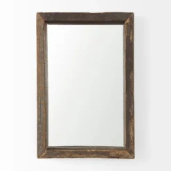 Framed Mirrors-Kirkland's Home Garcelle Raw Wood Rectangle Wall Mirror Brown