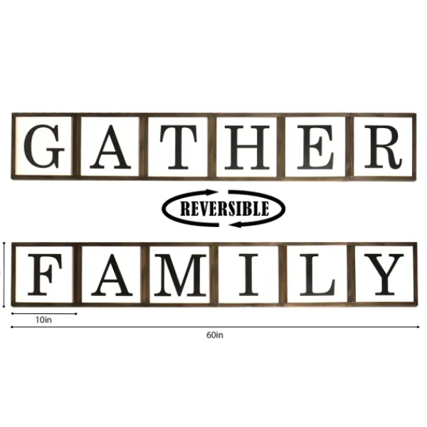Wall Quotes & Signs-Kirkland's Home Gather Family Reversible Wood Box Brown/Black/White