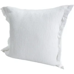 Pillows-Kirkland's Home Gauze Organic Fringe Throw Pillow White