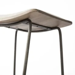 Bar Stools & Counter Height Stools-Kirkland's Home Geometric Base And Saddle Seat Bar Stool Ivory