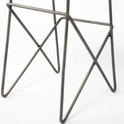Bar Stools & Counter Height Stools-Kirkland's Home Geometric Base And Saddle Seat Bar Stool Ivory