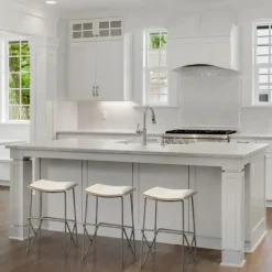 Bar Stools & Counter Height Stools-Kirkland's Home Geometric Base And Saddle Seat Bar Stool Ivory