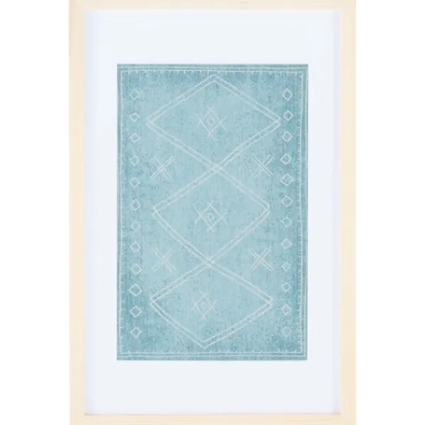 Wall Plaques-Kirkland's Home Geometric Framed Textile Wall Plaque Blue