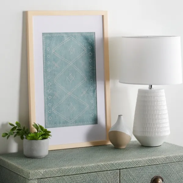 Wall Plaques-Kirkland's Home Geometric Framed Textile Wall Plaque Blue