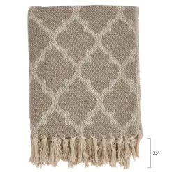 Blankets & Throws-Kirkland's Home Geometric Fringe Throw Blanket Tan