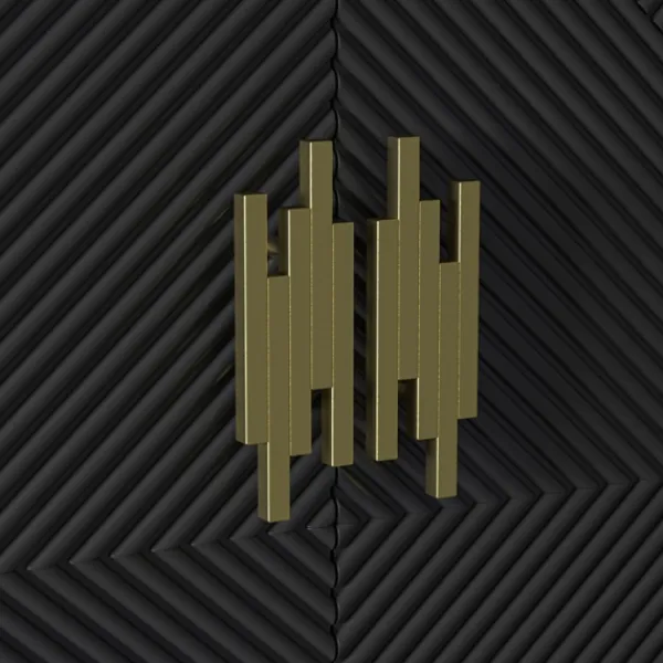 Cabinets & Sideboards-Kirkland's Home Geometric Gold Handle Cabinet Black