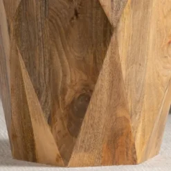 Accent & End Tables-Kirkland's Home Geometric Mango Wood Accent Table Tan