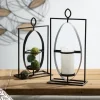 Candle Holders-Kirkland's Home Geometric Oval Frame Pillar Candle Holder Gray