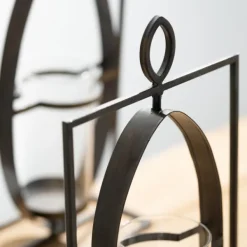 Candle Holders-Kirkland's Home Geometric Oval Frame Pillar Candle Holder Gray